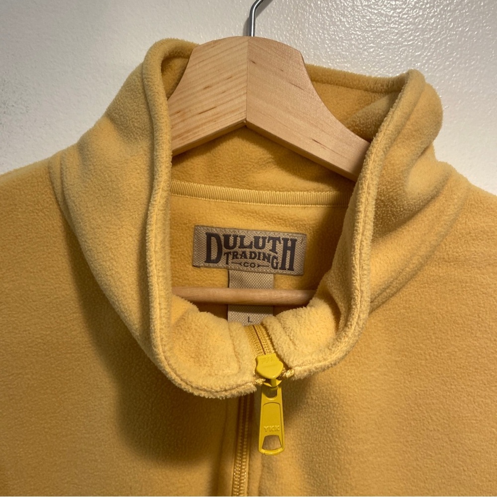 Duluth Trading Co Yellow Mock Neck 1/4 Zip Pullover Fleece Sweater Mens Large